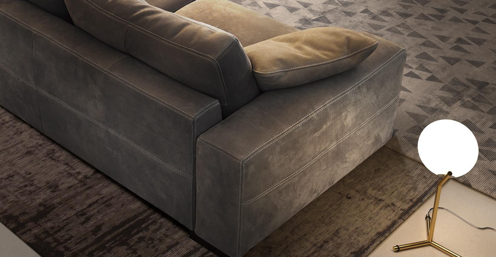 Modular sofa / contemporary / leather / 3-seater