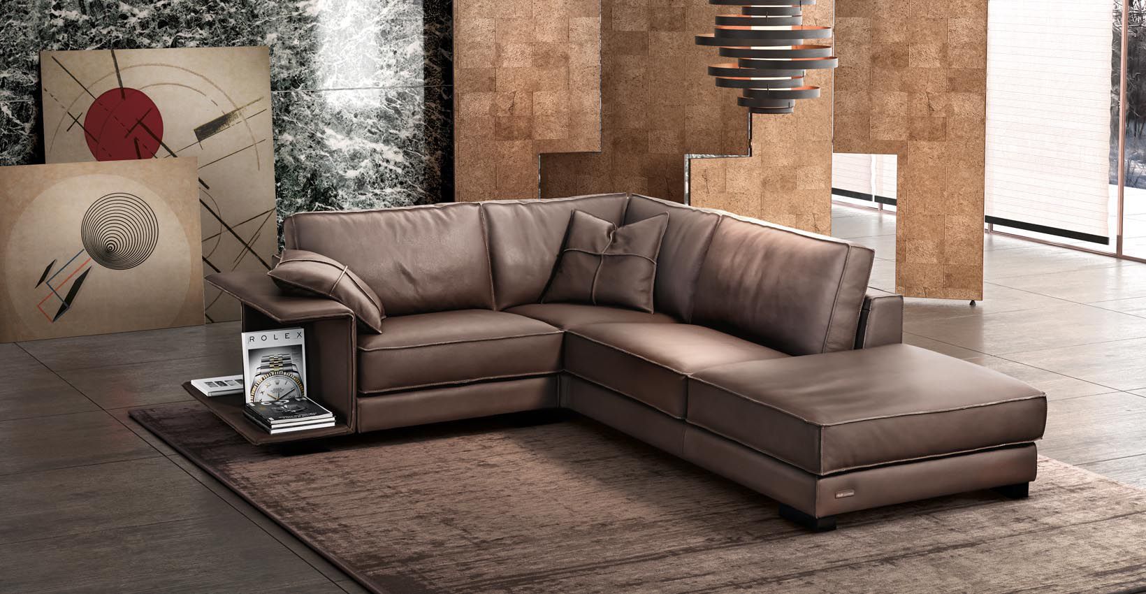Modular sofa / contemporary / leather / 3-seater