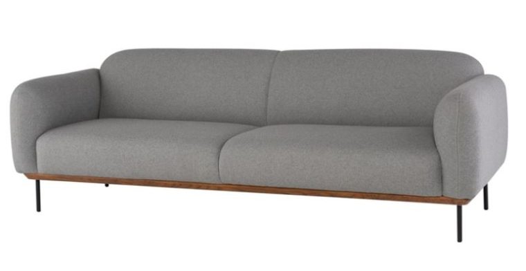 light grey tight back sofa with curved corners