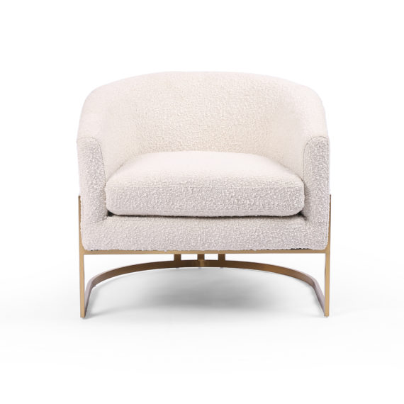 Woven cream MCM chair with brass frame