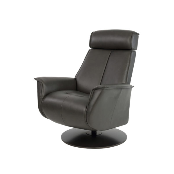 concealed footrest recliner Black leather