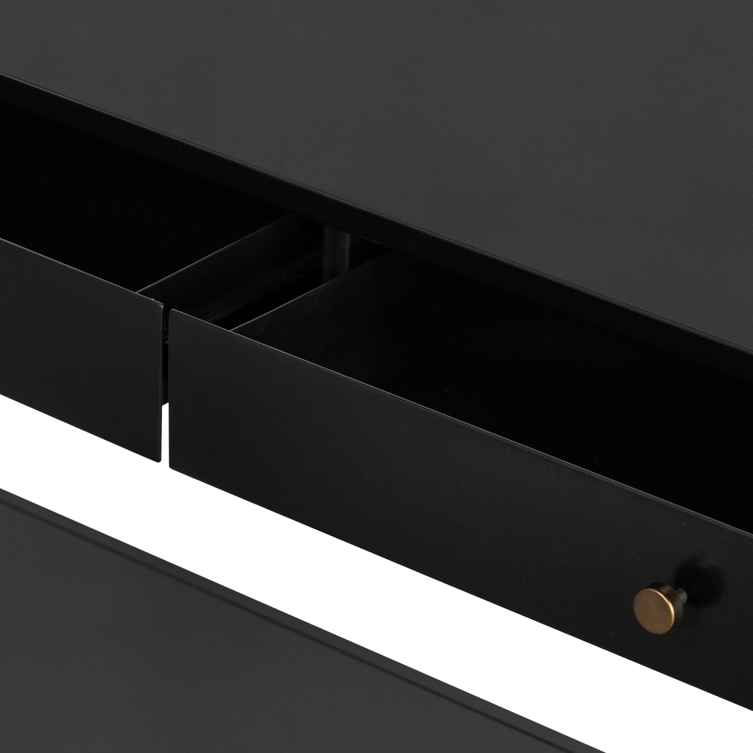 metal console drawer detail