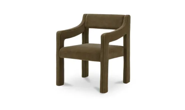 Green fabric dining chair with arms