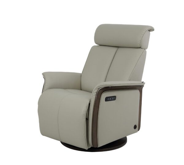 Leather Jewel recliner cream with wood trim